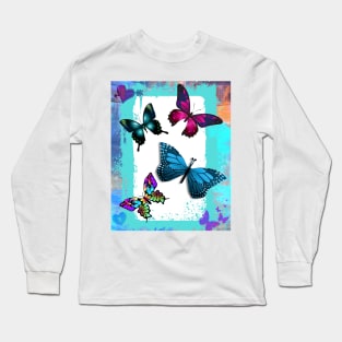 Multicolored Whimsical Butterflies Long Sleeve T-Shirt